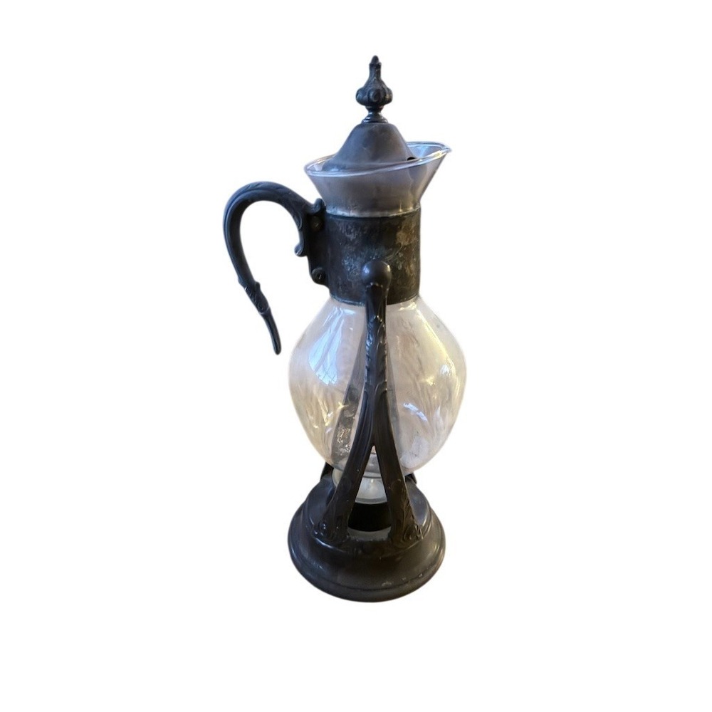 Vintage Corning Silverplate Glass Coffee Teaβ Carafe Server Warming Stand tea